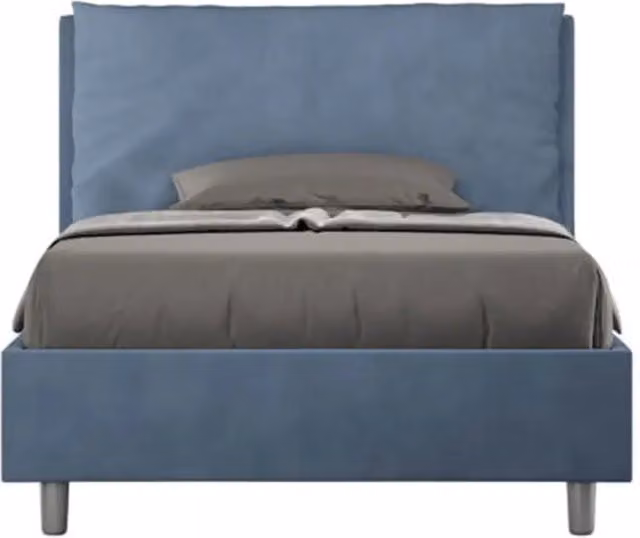 Letto una piazza e mezza con rete imbottito 120x200 microfibra blu Antea Large