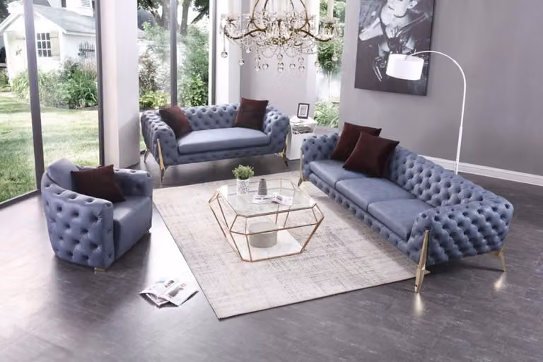Luxus Hochwertige Sofa Couch Polster Sitz 3+2+1 Garnitur Chesterfield Garnituren