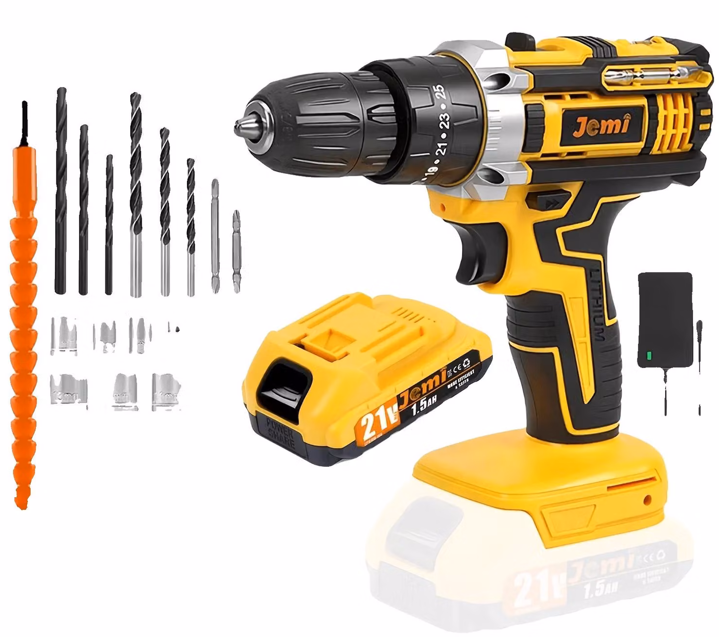 Trapano avvitatore a batteria, 3 modalità, 2 velocità, 21V, 1 batteria inclusa, omologato CE