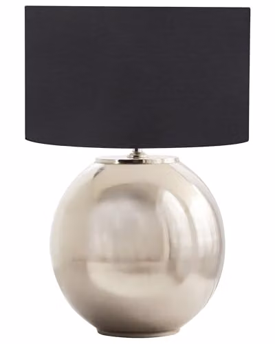 Beliani Lampada da tavolo a stelo con paralume in tessuto e base in ottone