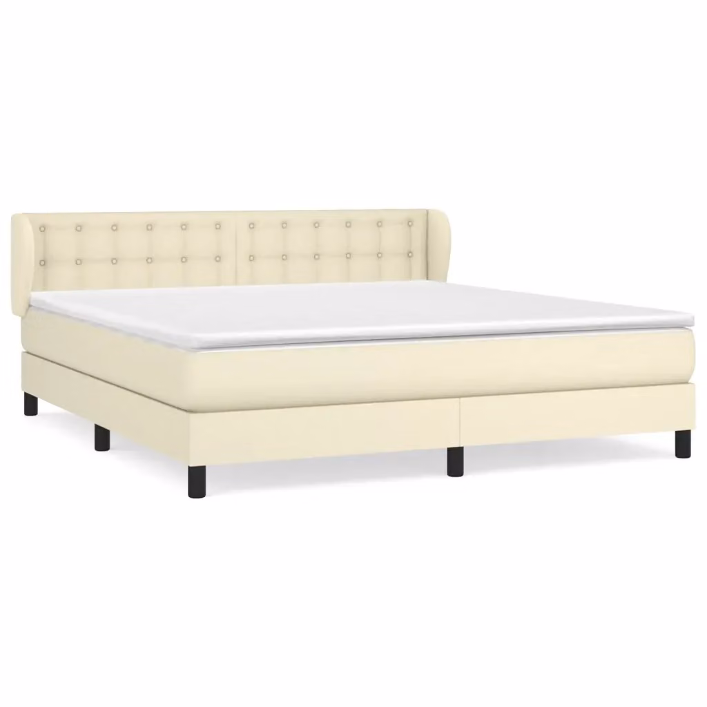 Letto con Giroletto a Molle e Materasso Ibrido vidaXL in Similpelle Beige e Bianco L/P: 160 x 200 cm – 2