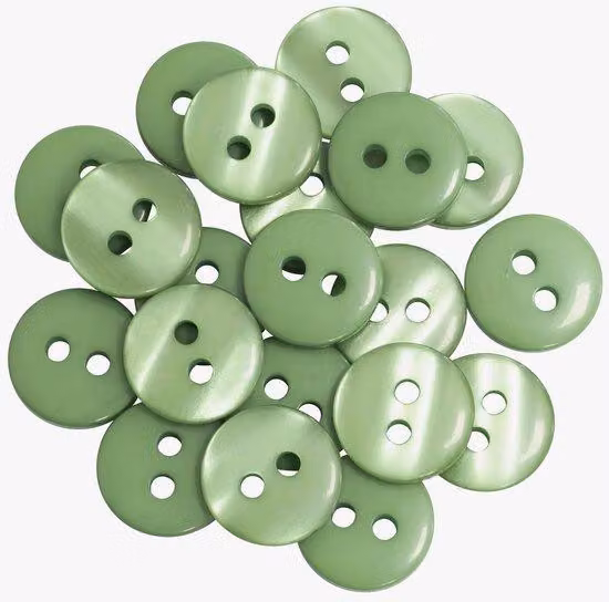 Set di 20 chiodini rotondi da cucito Ø 12,5 mm con 2 fori L20 20L - verde - plastica - Accessori per l'abbigliamento e la moda