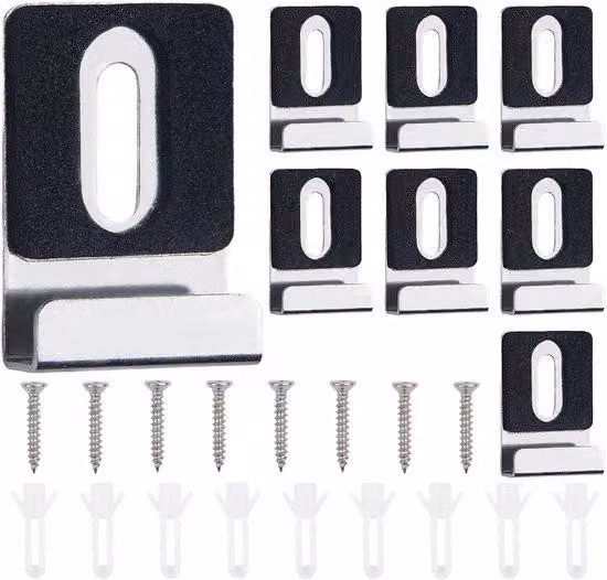 Robusti morsetti a specchio in acciaio inossidabile, set da 8 pezzi, argento, 6 mm