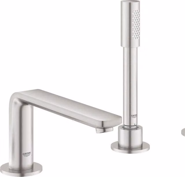 Rubinetto per vasca a leva singola Grohe Lineare con getto laminare cristallino e beccuccio orientabile in acciaio spazzolato grigio argento