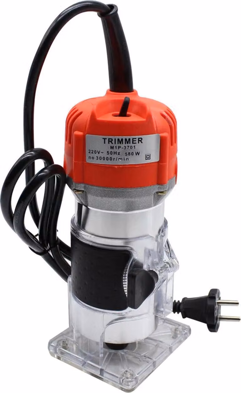 Fresatrice elettrica per bordi in legno - Fresatrice compatta/fresatrice per laminati - 580 W - 30.000 giri/min - Pinza di serraggio da 6,35 mm - 50 Hz