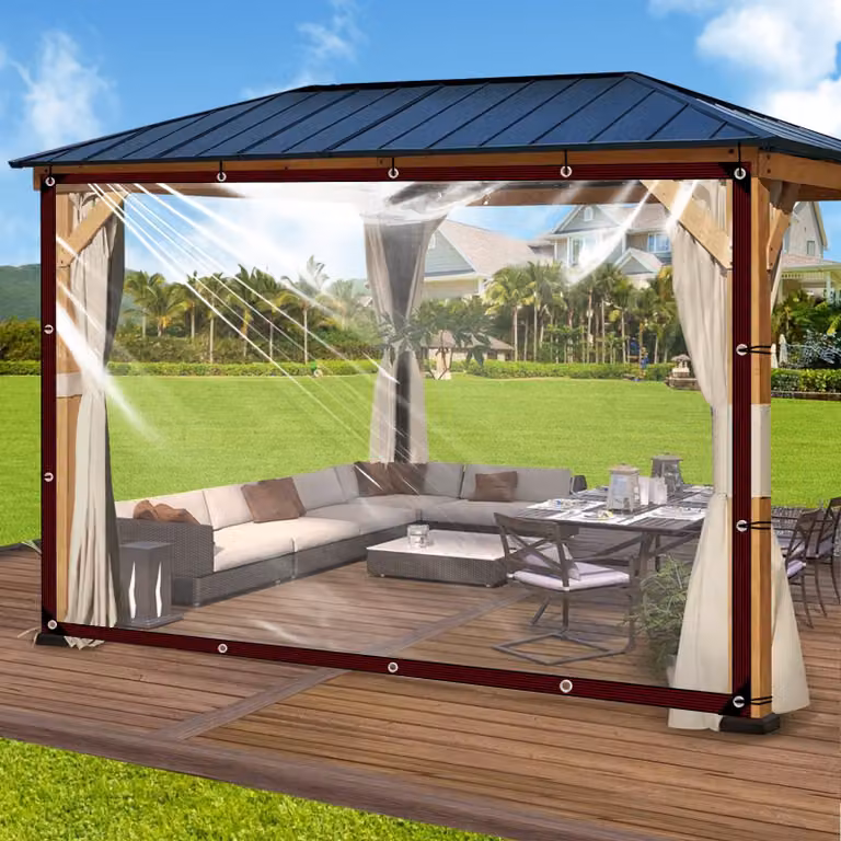 Telo trasparente impermeabile, dimensioni 2 x 6 metri, con occhielli, ideale per terrazzi e pollai