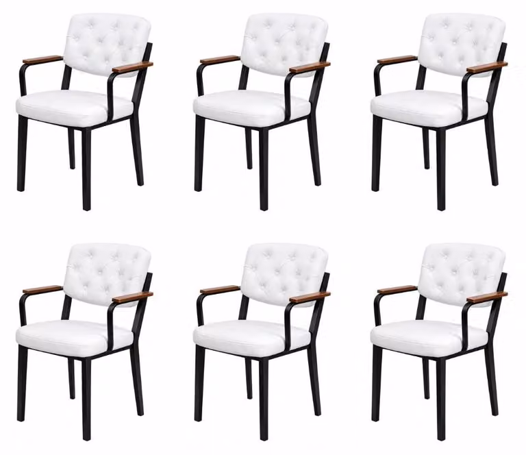 6 sedie, stile moderno, colore bianco e nero, nuove, imbottite, confortevoli, ideali per la sala da pranzo