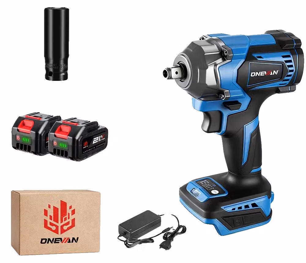 Avvitatore a impulsi elettrico, coppia di 1200 Nm, batteria ricaricabile, set con 2 batterie
