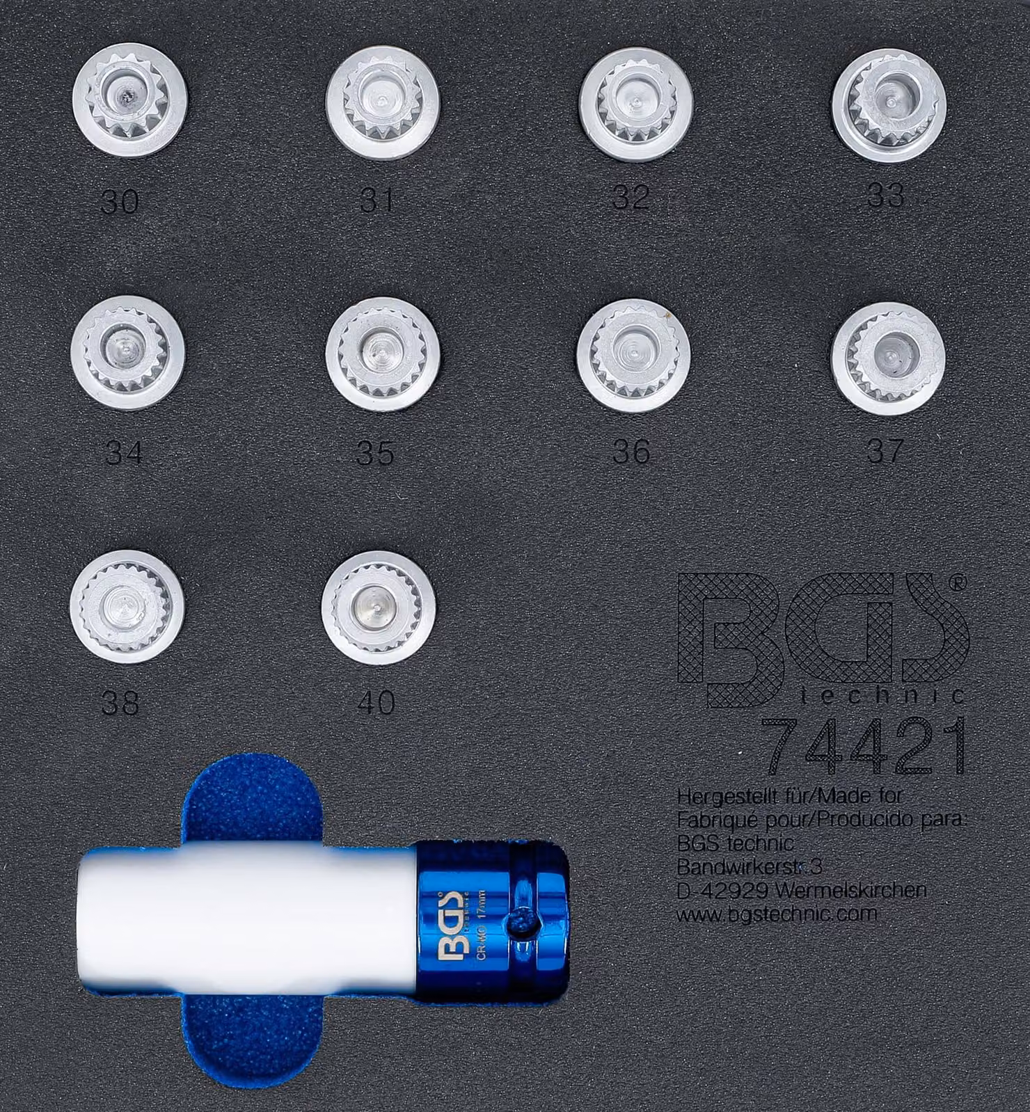 BGS inserto carrello officina 1/6: Set di utensili per serratura cerchio per BMW 11 pezzi - 74421