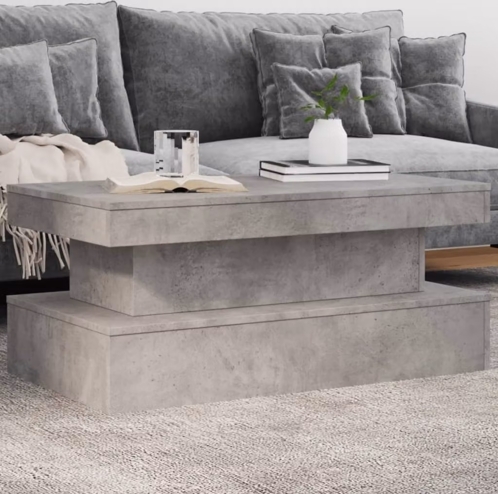 Maison Exclusive - Tavolino con luci LED grigio cemento 90x50x40 cm