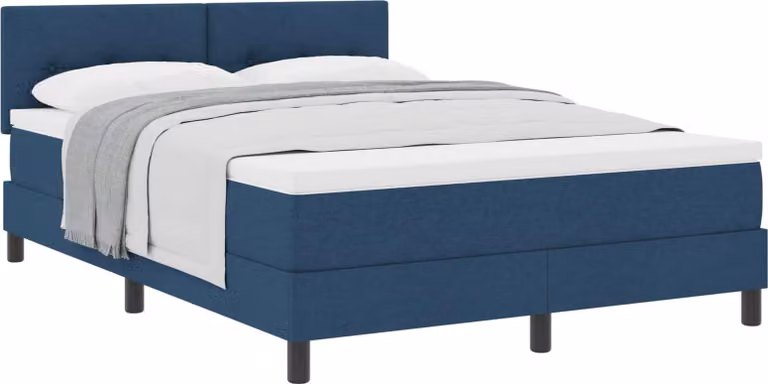 Letto a molle con testiera Blu 160 x 200 cm Tessuto