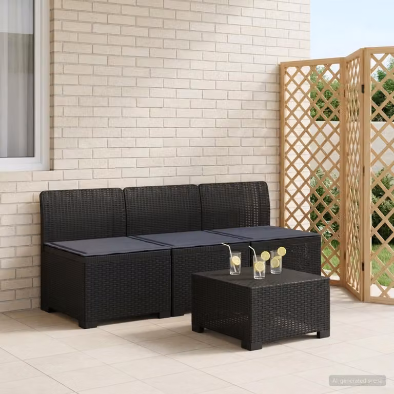 Divano da giardino a 3 posti vidaXL in rattan sintetico grigio antracite con cuscini imbottiti e coperture rimovibili