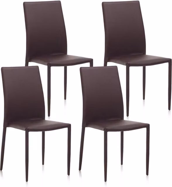 Set 4 Sedie 43,5x46,5x90,5 cm in Similpelle Marrone