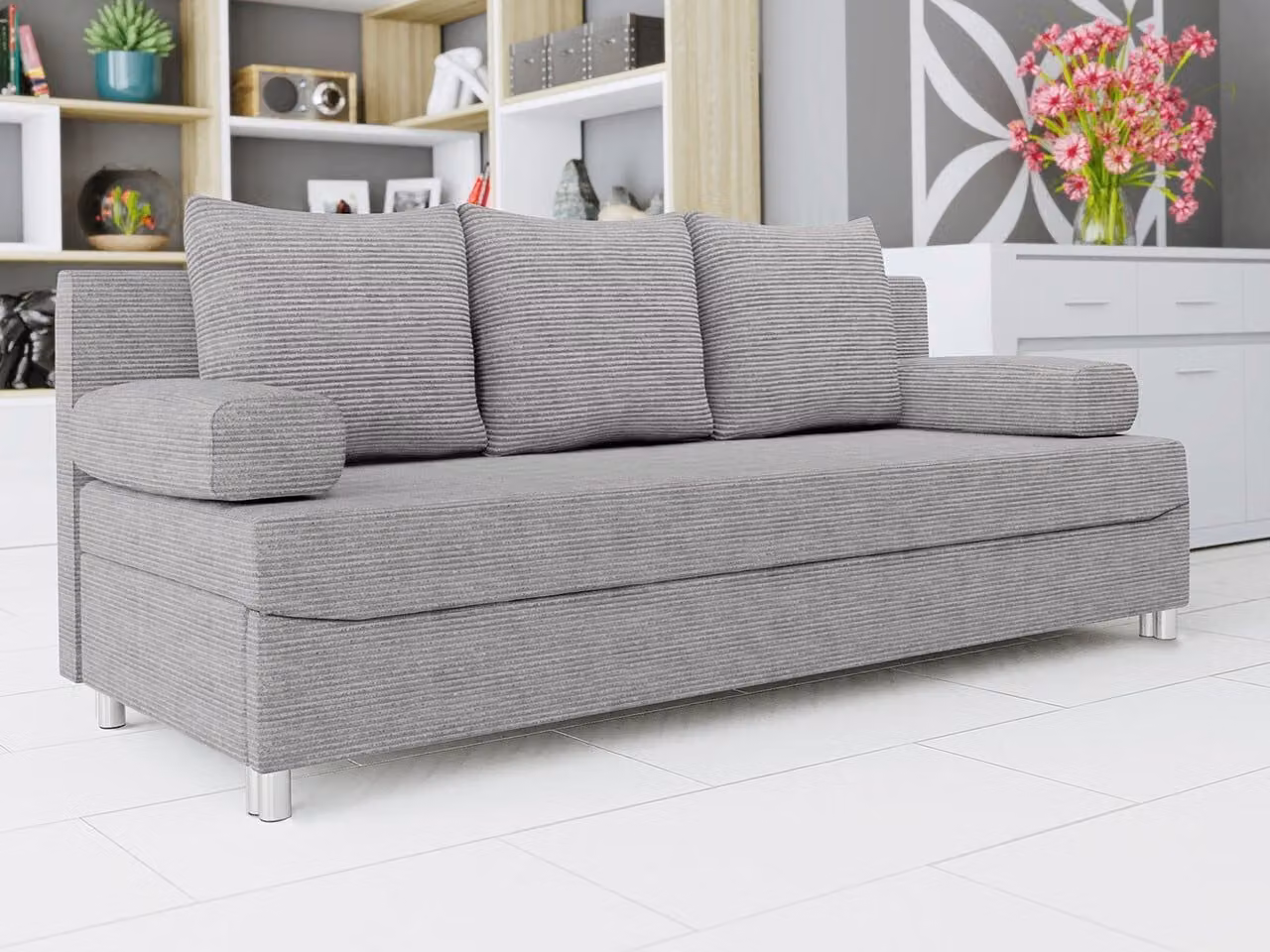 MIRJAN24 Divano letto Dover Cord con contenitore e funzione letto, divano letto, divano del produttore (divano senza pouf imbottito, colore: Poso 110)