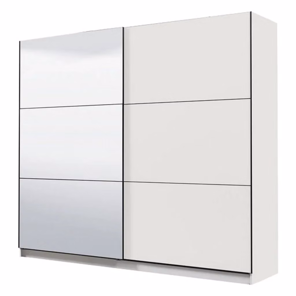 Armadio da camera da letto DMORA con ante scorrevoli, modello moderno bianco opaco, L: 217 cm, H: 210 cm – 2