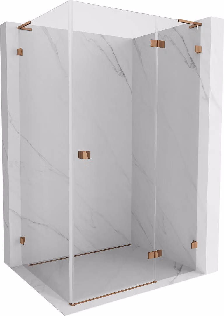 Mexen Lunar L cabina doccia a battente destra 85 x 80 cm, trasparente, oro rosa - 834L-085-080-60-00-P