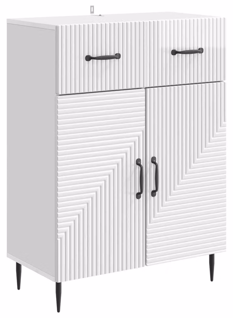 Credenza Bianco Lucido 66 x 34,5 x 89,5 cm Legno ingegnerizzato