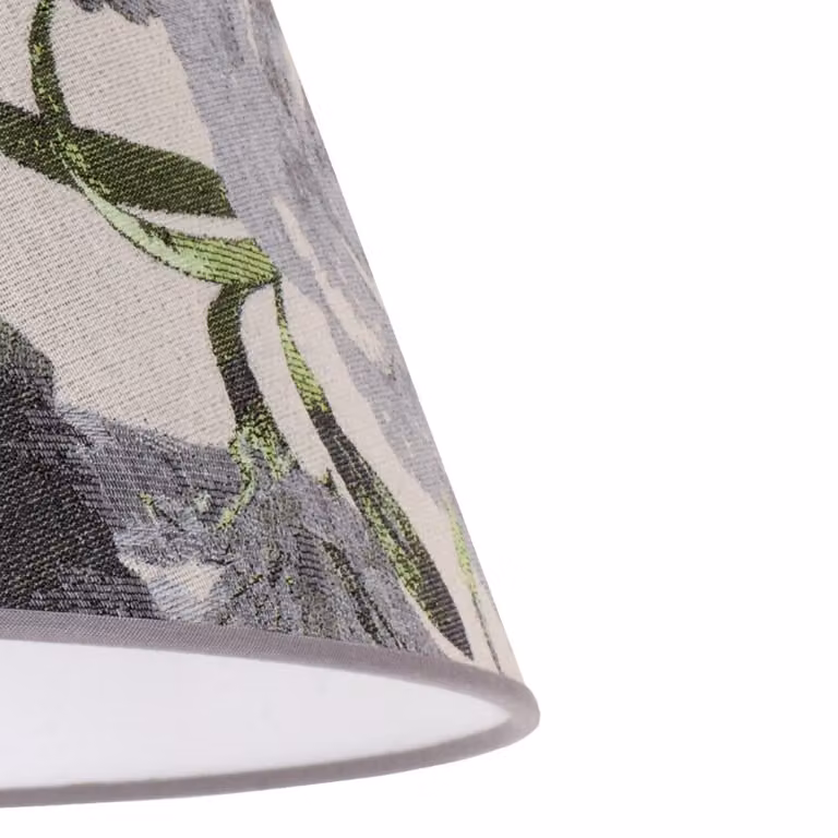 Paralume Sofia Altezza 31 cm, motivo floreale grigio Duolla, Alluminio / Grigio / Zincato, Tessuto / Stoffa / Seta
