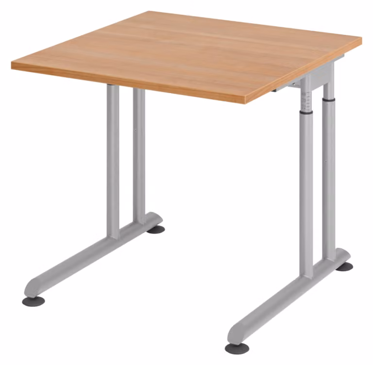 bümö Scrivania Serie-Z - Struttura: argento, dimensioni: 80 x 80 cm, decorazione: noce