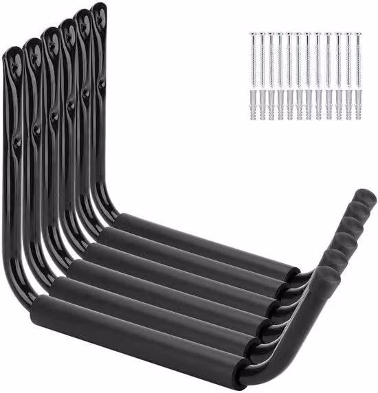 Ganci robusti per garage, set da 6 pezzi, acciaio, 10,5x15 pollici, resistenti