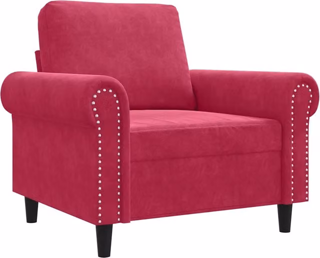 Poltrona Relax Moderna in Velluto Rosso con Braccioli e Struttura in Metallo