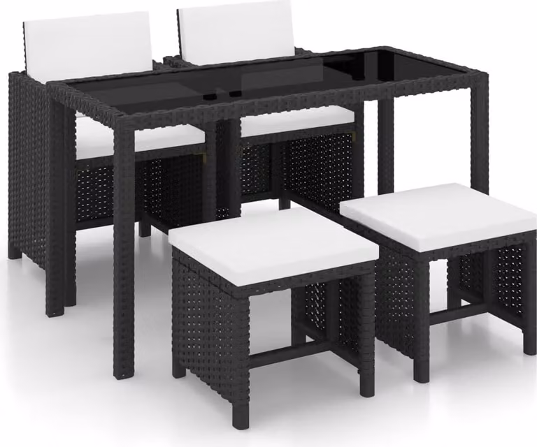 Maison Exclusive - Set da giardino da 5 pezzi con cuscini, in rattan sintetico nero