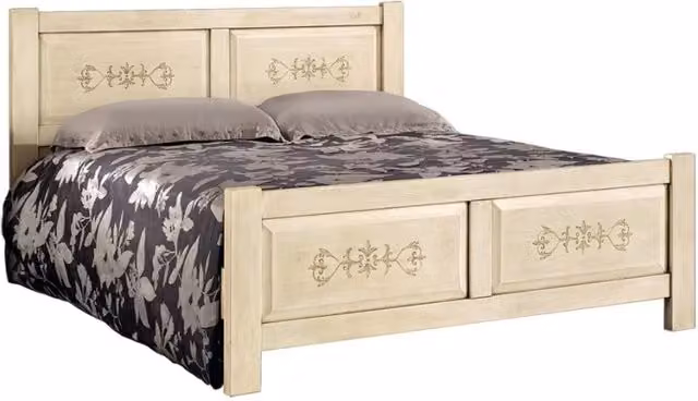 Letto matrimoniale shabby chic Mobili 2G in legno laccato avorio e verde con decoro floreale L: 173 cm, P: 209 cm, H: 107 cm – 3