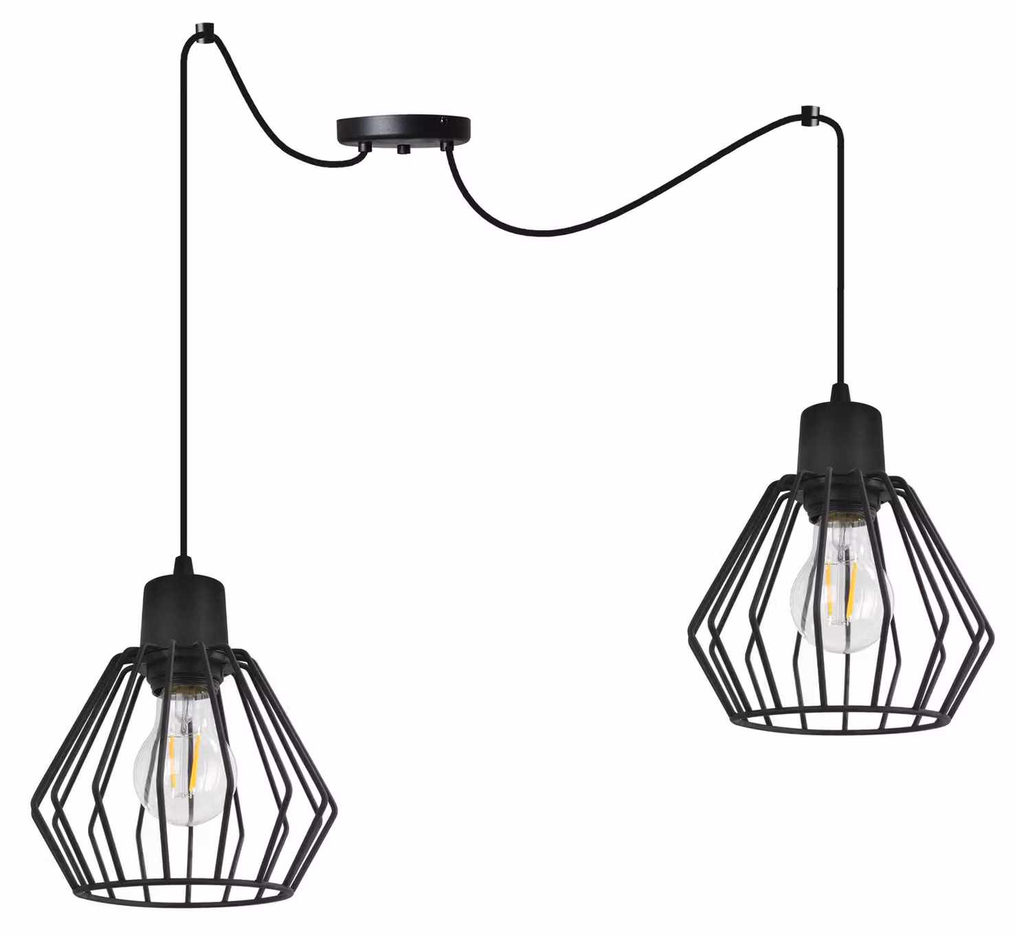 Lampada a sospensione, lampadario da soffitto, paralume in filo metallico, LED