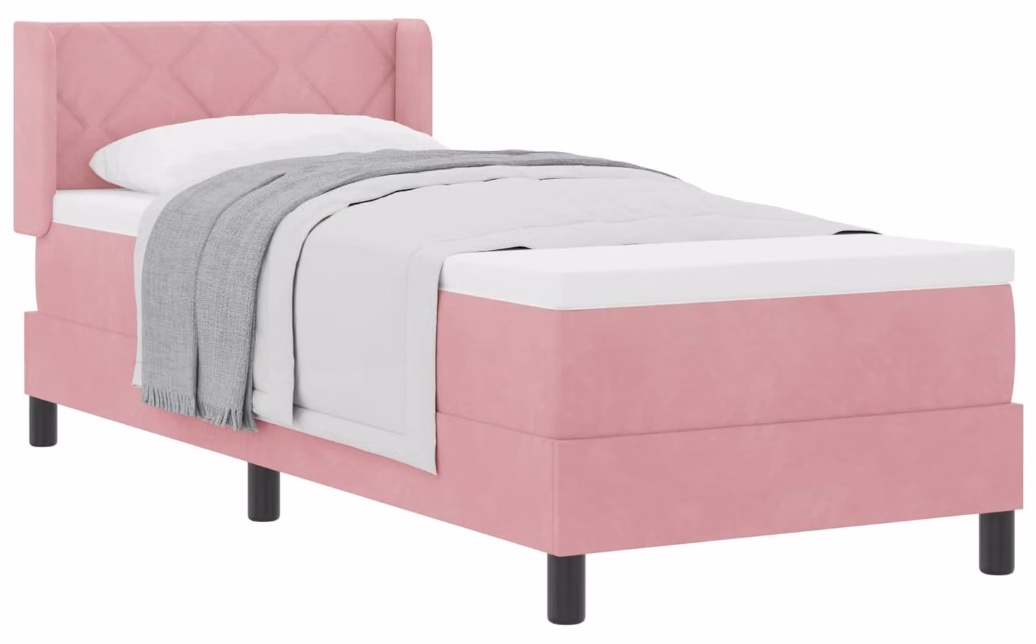 Letto a molle con materasso Nero 100x200 cm Velvet Pink