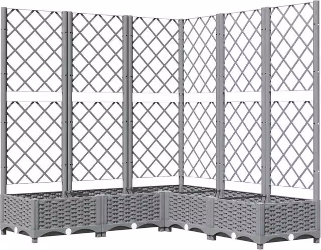 Fioriera con graticcio per piante rampicanti DESIGN IN, colore grigio chiaro, L/P/H: 120 x 120 x 121,5 cm