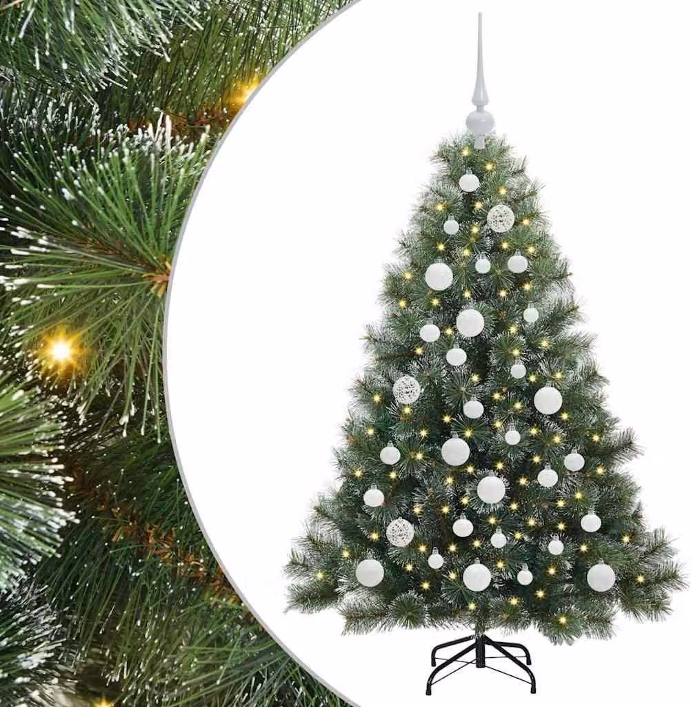 Albero di Natale artificiale con 150 LED verdi da 120 cm in PE e PVC