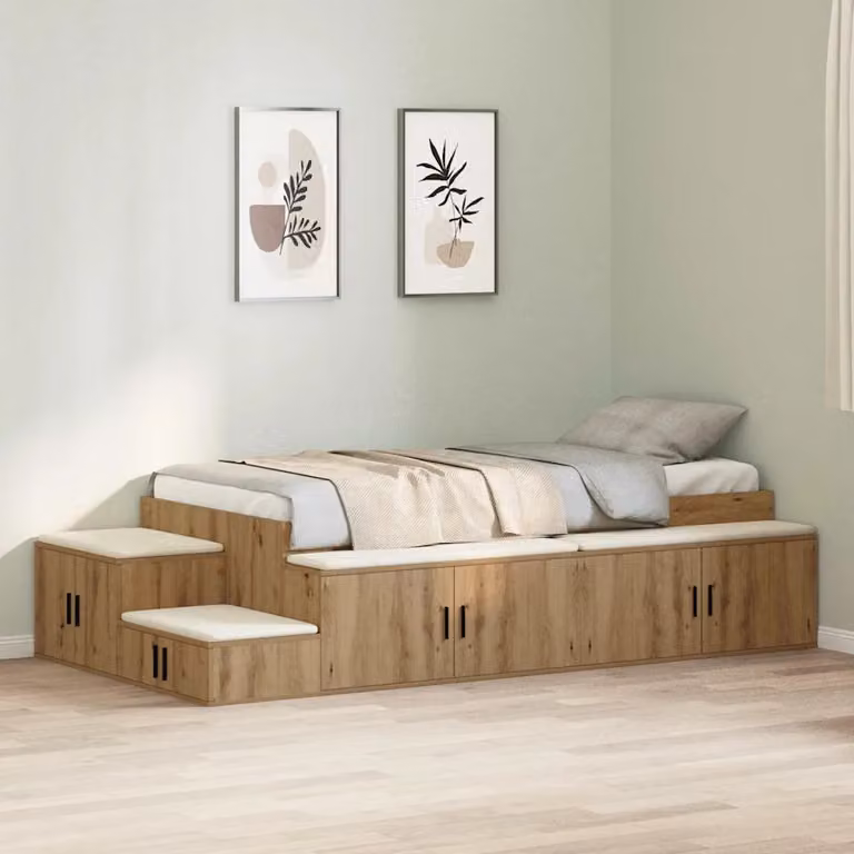 Struttura letto con contenitore a sollevamento vidaXL in legno color marrone 90 x 200 cm