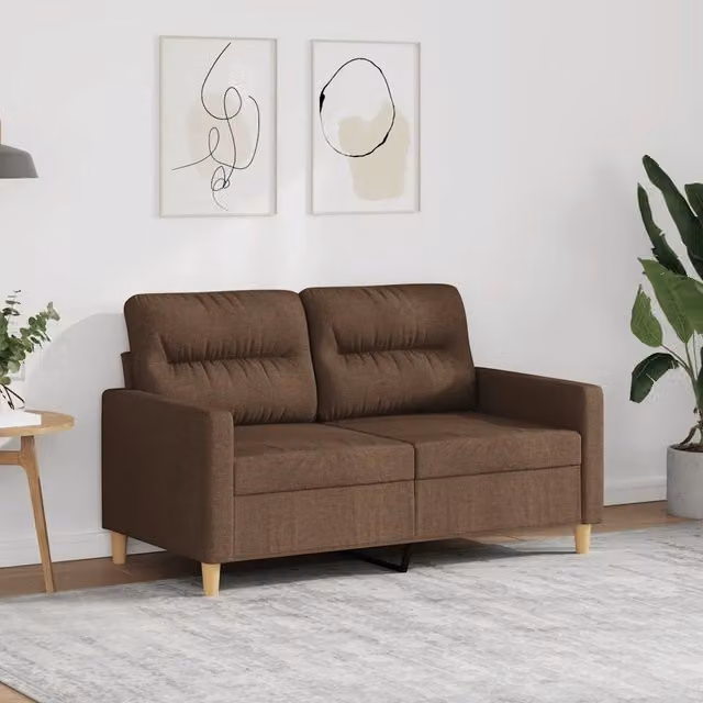 Divano a 2 posti Design Mania marrone in tessuto con struttura in metallo per soggiorno