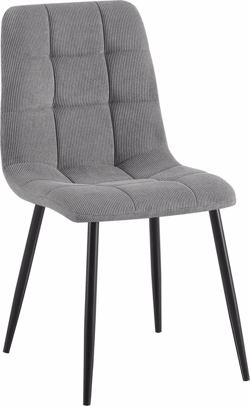 Sedia da pranzo - Sedia da cucina - Seduta confortevole, struttura in metallo, tessuto a coste grigio