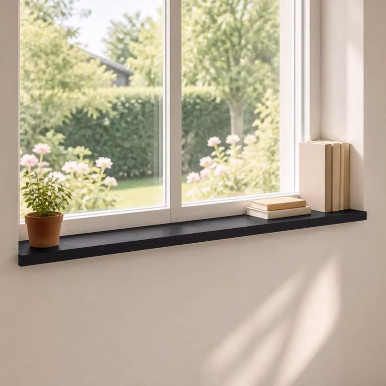 Set di 2 soglie per finestre vidaXL in legno, colore nero, L 120 x P 15 x H 2 cm