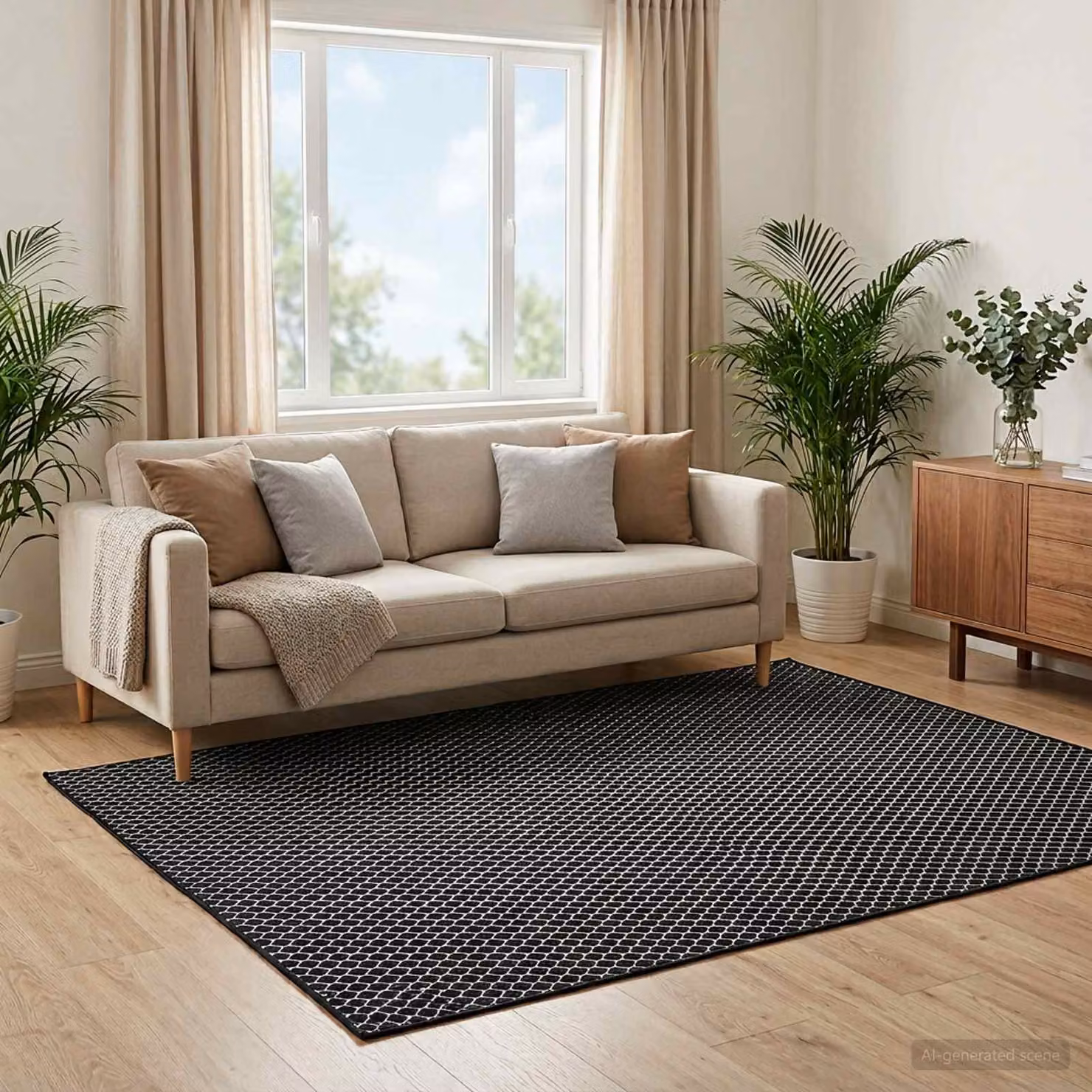 vidaXL Tappeto ORIZ Motivo a rete nero 300 x 400 cm 100% Poliestere