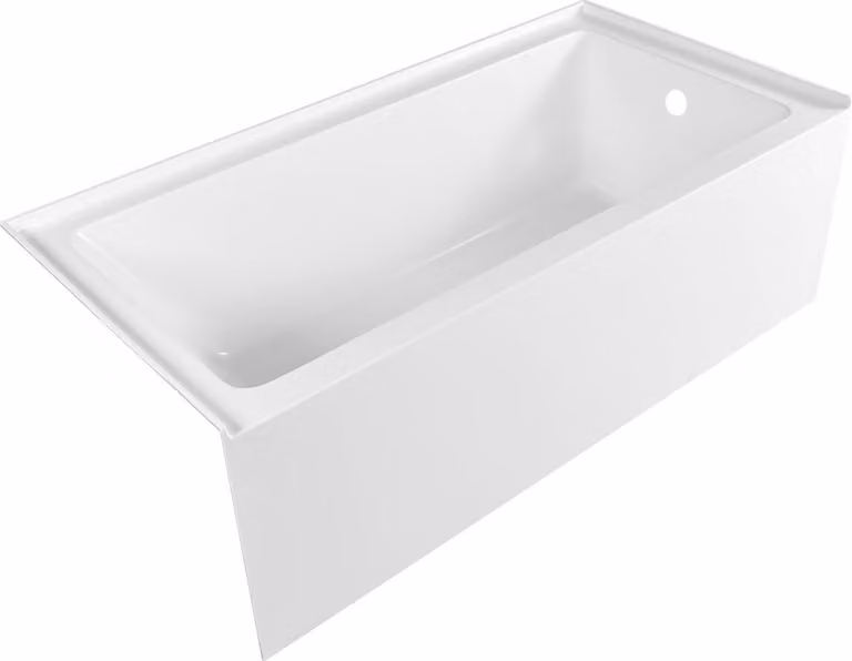 Vasca da bagno rettangolare SucceBuy (1524 x 762 x 508 mm), vasca da bagno moderna in acrilico a doppia parete con scarico a destra e troppopieno, bordo integrato, capacità 130 L, bianco