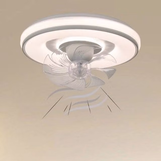 Plafoniera con Ventola e Luce LED Trade Shop Traesio Bianca, Design Moderno e Rotondo, IP20
