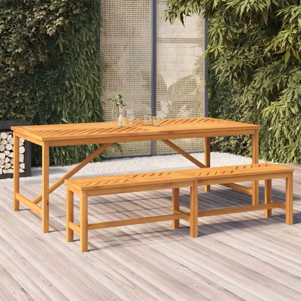 The Living Store Tavolo da giardino 200x90x74 cm Legno massello di acacia
