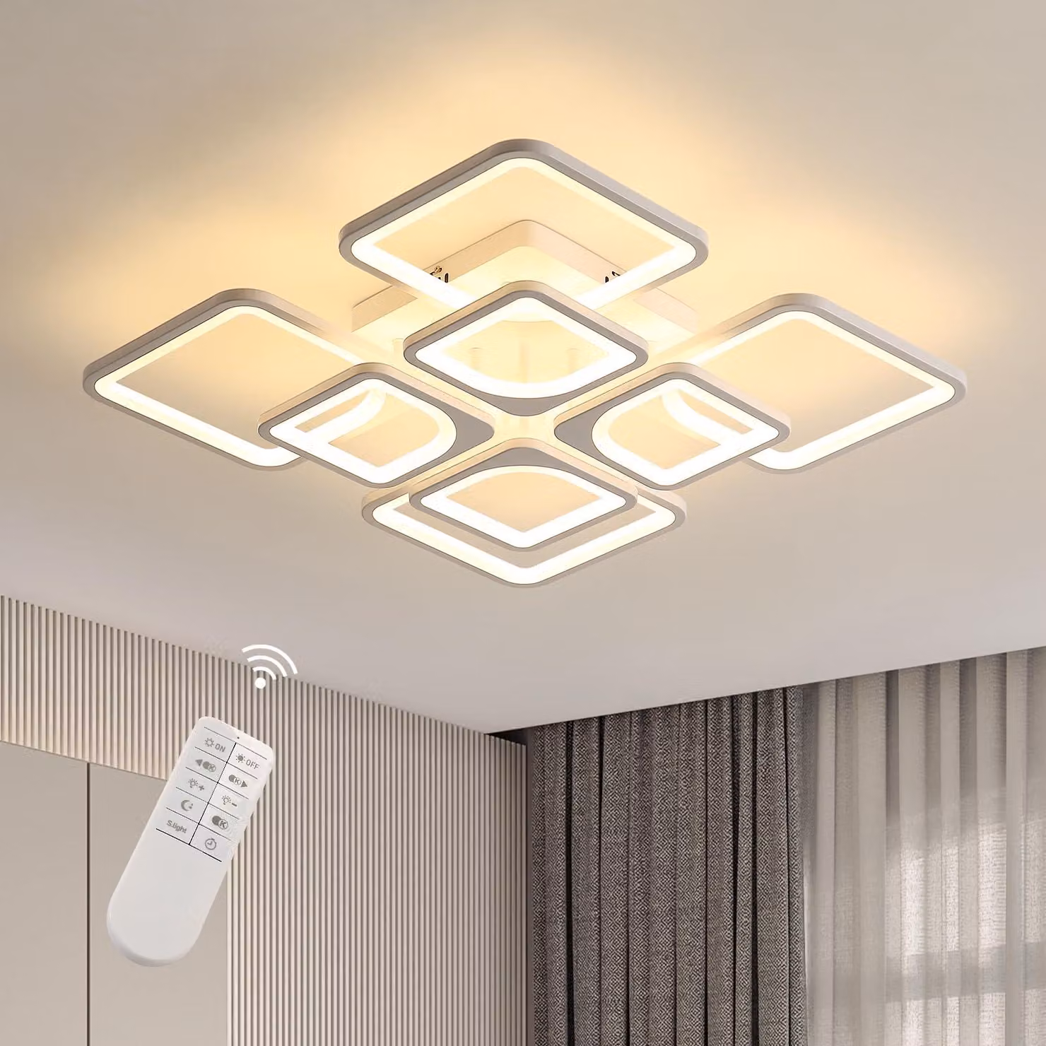 Pannello luminoso a LED, dimmerabile, 80W, quadrato, temperatura di colore regolabile da 3000K a 6500K, colore bianco – dimensione 60cm