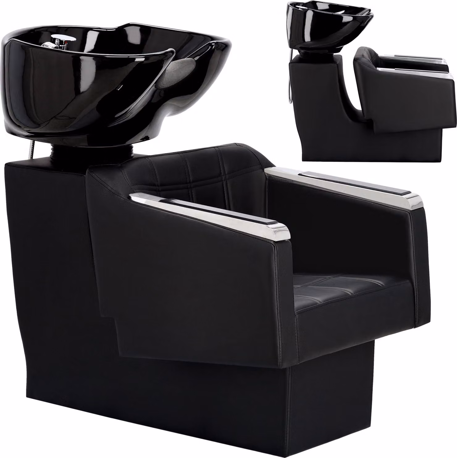 Pikos Lavatesta professionale per parrucchieri e barbieri con lavabo in ceramica basculante, miscelatore e doccetta