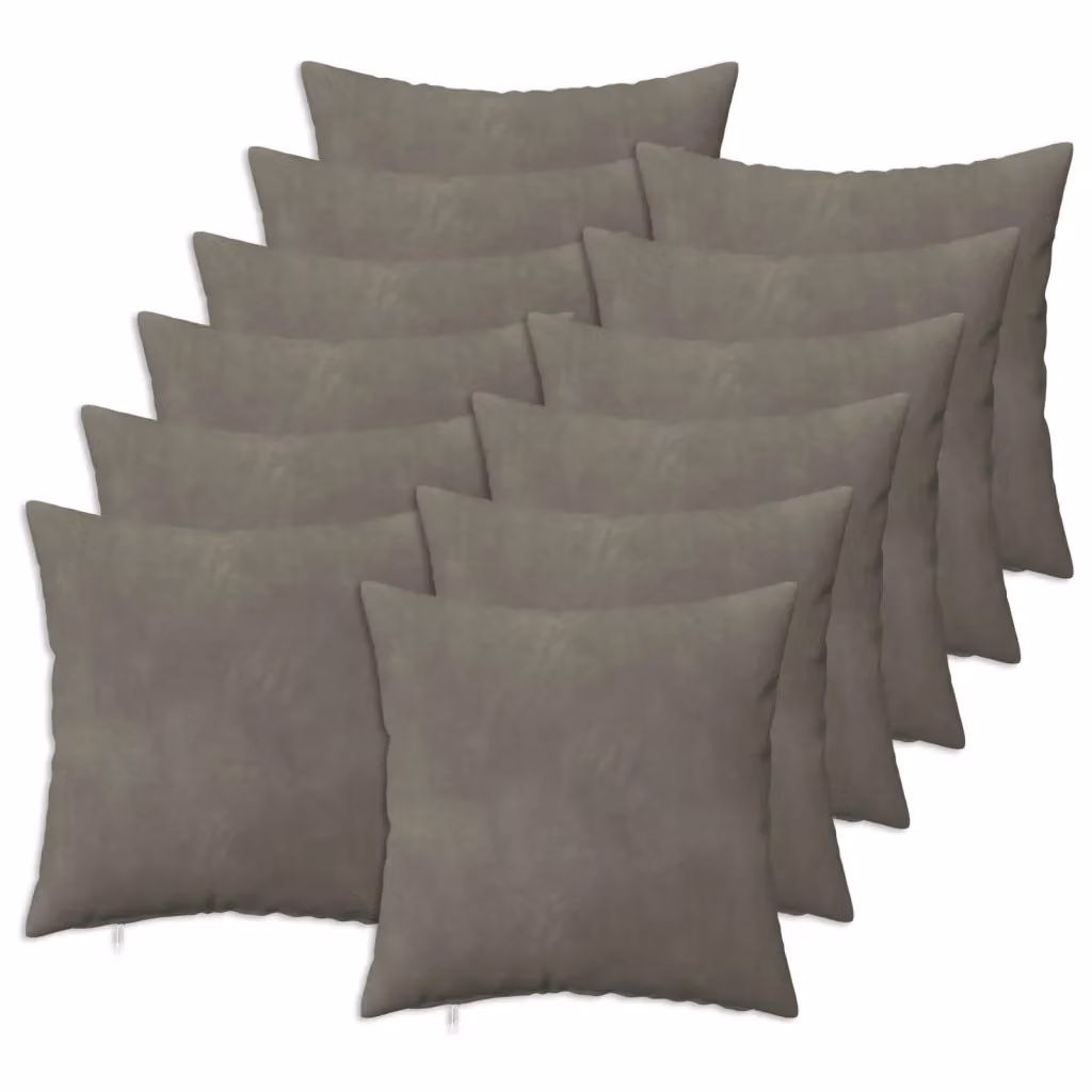 Set di 12 cuscini quadrati HEERLEN vidaXL in velluto grigio, L/P/H: 50 x 50 x 50 cm