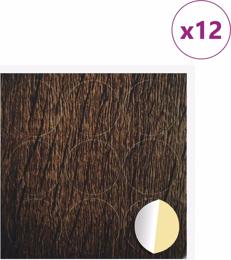 Copertura Vite Adesiva 12 pcs Rovere Marrone Ø 20 x 0,5 mm
