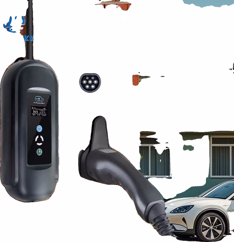 Caricabatterie mobile per veicoli elettrici, corrente regolabile fino a 16A, lunghezza 10M, nero, TYPE2
