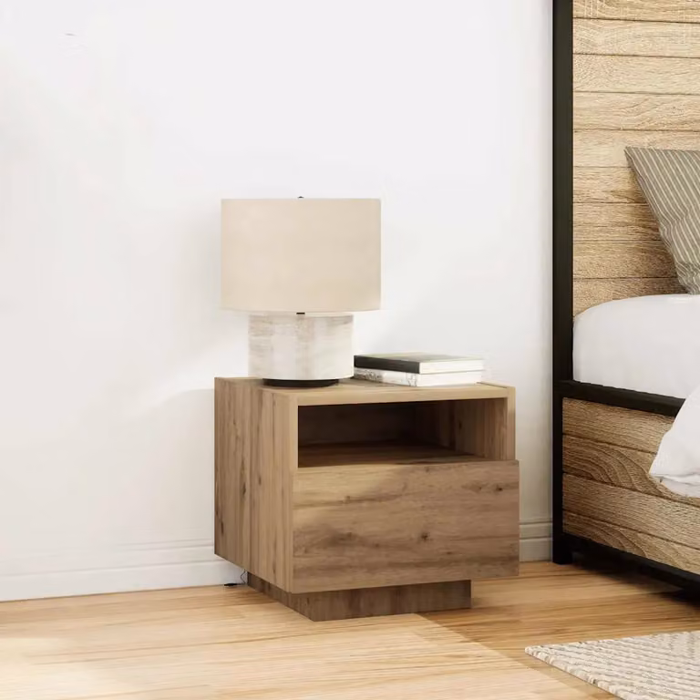 vidaXL Armadio da Notte Moderno in Legno MDF Colore Marrone e Beige L: 40 cm, P: 39 cm, H: 37 cm