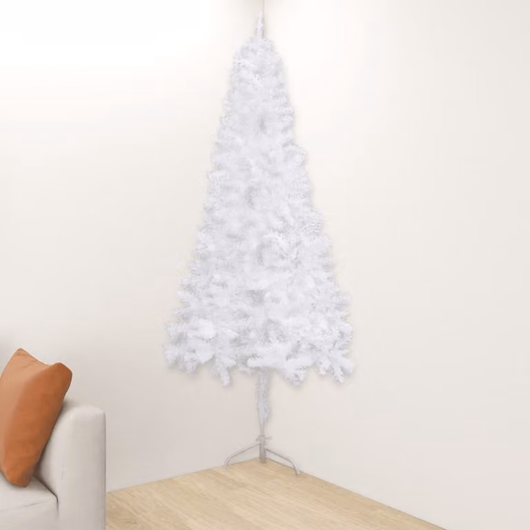 The Living Store Albero di Natale artificiale ad angolo Bianco 240 cm PVC