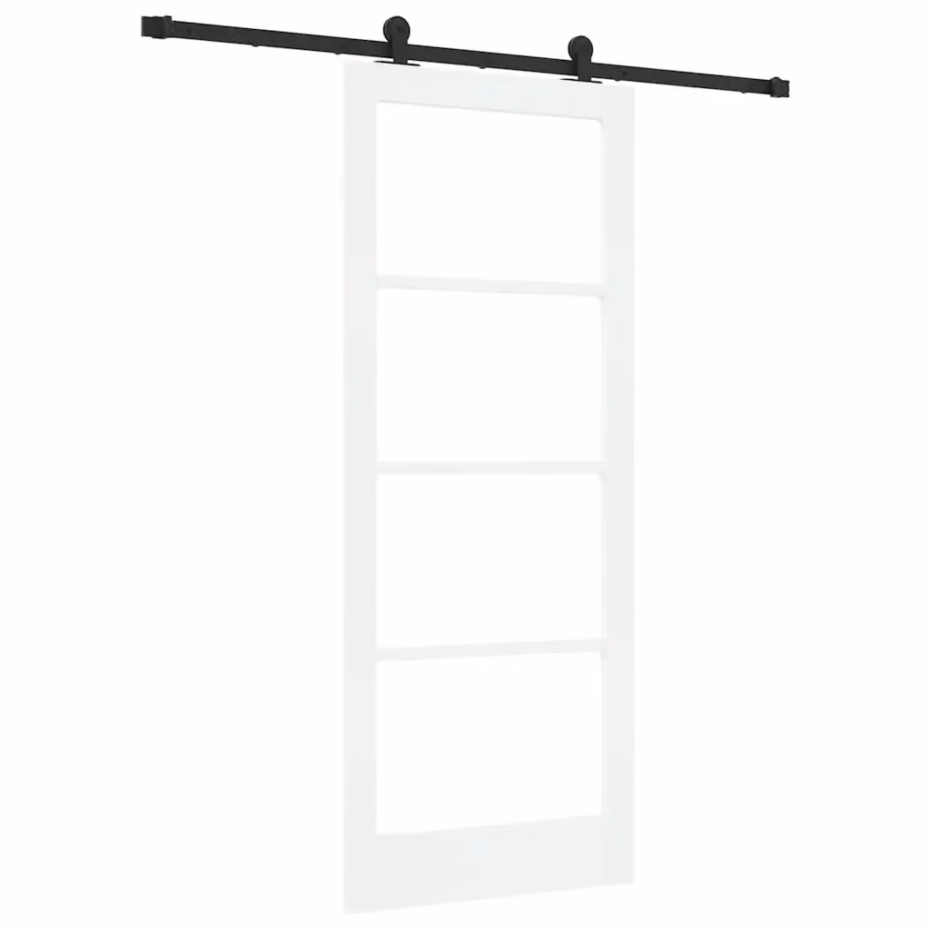 Porta scorrevole moderna vidaXL in legno e vetro, Bianco e Nero, L: 83 cm, H: 202 cm – 2