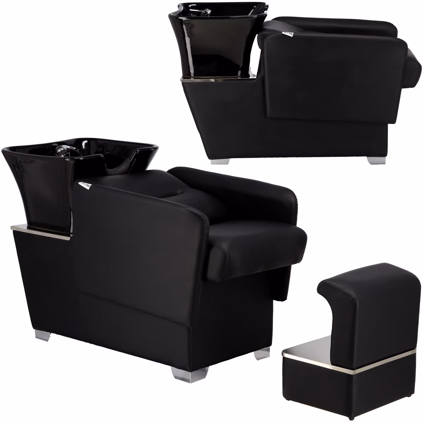 Lavabo lavatesta reclinabile da parrucchiere e barbiere Alma con vasca in ceramica mobile, miscelatore e doccetta
