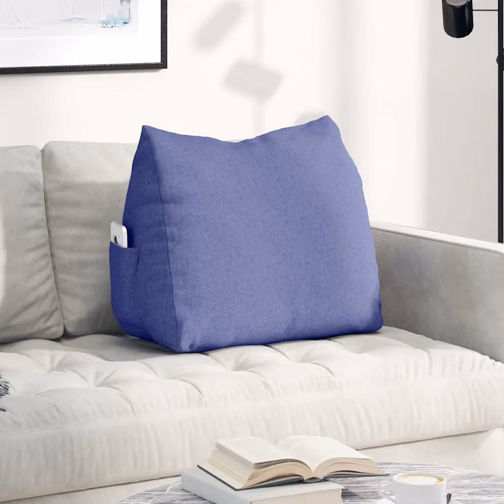 Cuscino a cuneo per schiena vidaXL in tessuto blu, L: 60 cm, P: 20 cm, H: 50 cm