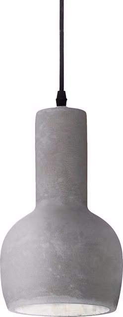 Lampada a sospensione Industrial-Minimal Oil-3 di IDEAL LUX in metallo e cemento, colore grigio e nero, forma rotonda, attacco E27